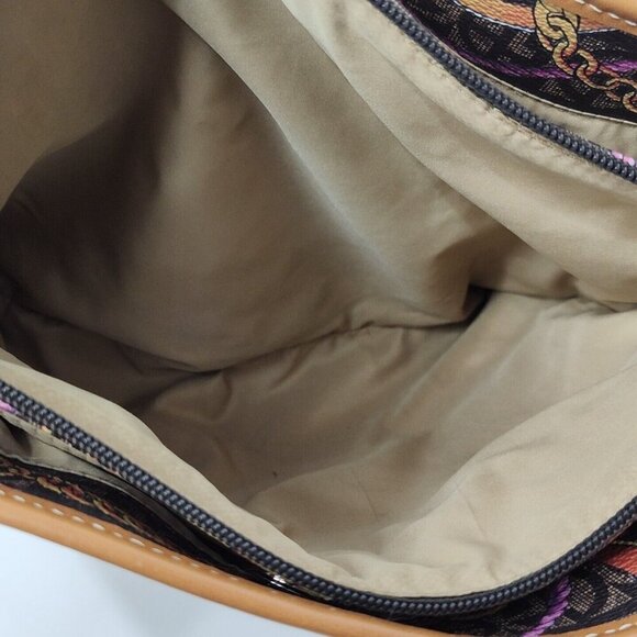 Giani Bernini Purse Handbag Shoulder Bag Faux Leather Brown Tassel/Belt Print - Picture 6 of 12